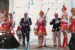 На церемонии открытия регаты парусных судов в городе Сочи.