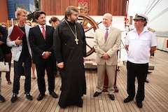 Приветственное слово отца Андрея на торжественной церемонии, посвящённой прибытию барка «Седов» в порт Бари.